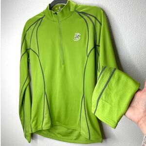 Cannondale Lime Green Front Zip Long Sleeve Workout Top L